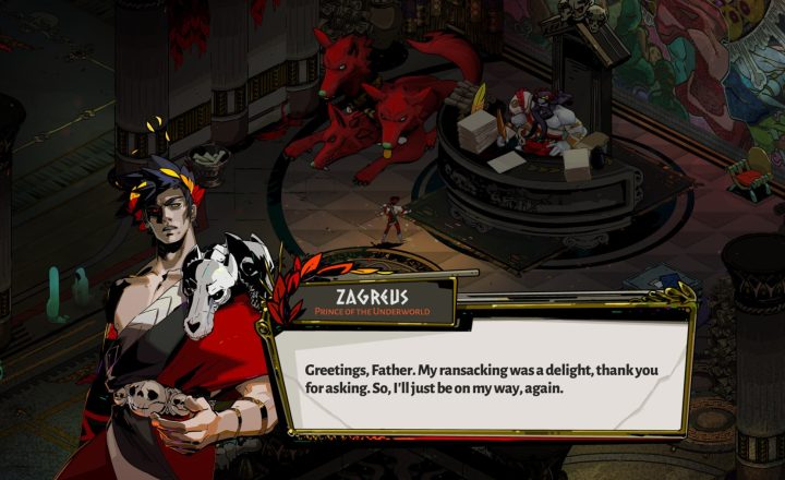 Hades gameplay showing a readable combat arena and its visual feedback