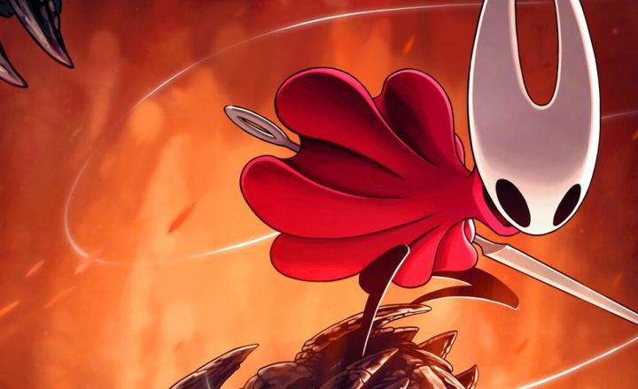 Official Hollow Knight Silksong artwork with Hornet in a vivid fantasy landscape